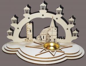 Midi-Schwibbogen Kirche Florenberg - gelasert mit Teelicht Beleuchtung.