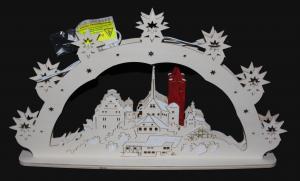 Schwibbogen "Burgenblick Schlitz Winter mit Rotem Turm" klein mit Sterne, 2te Ebene gespiegelt.