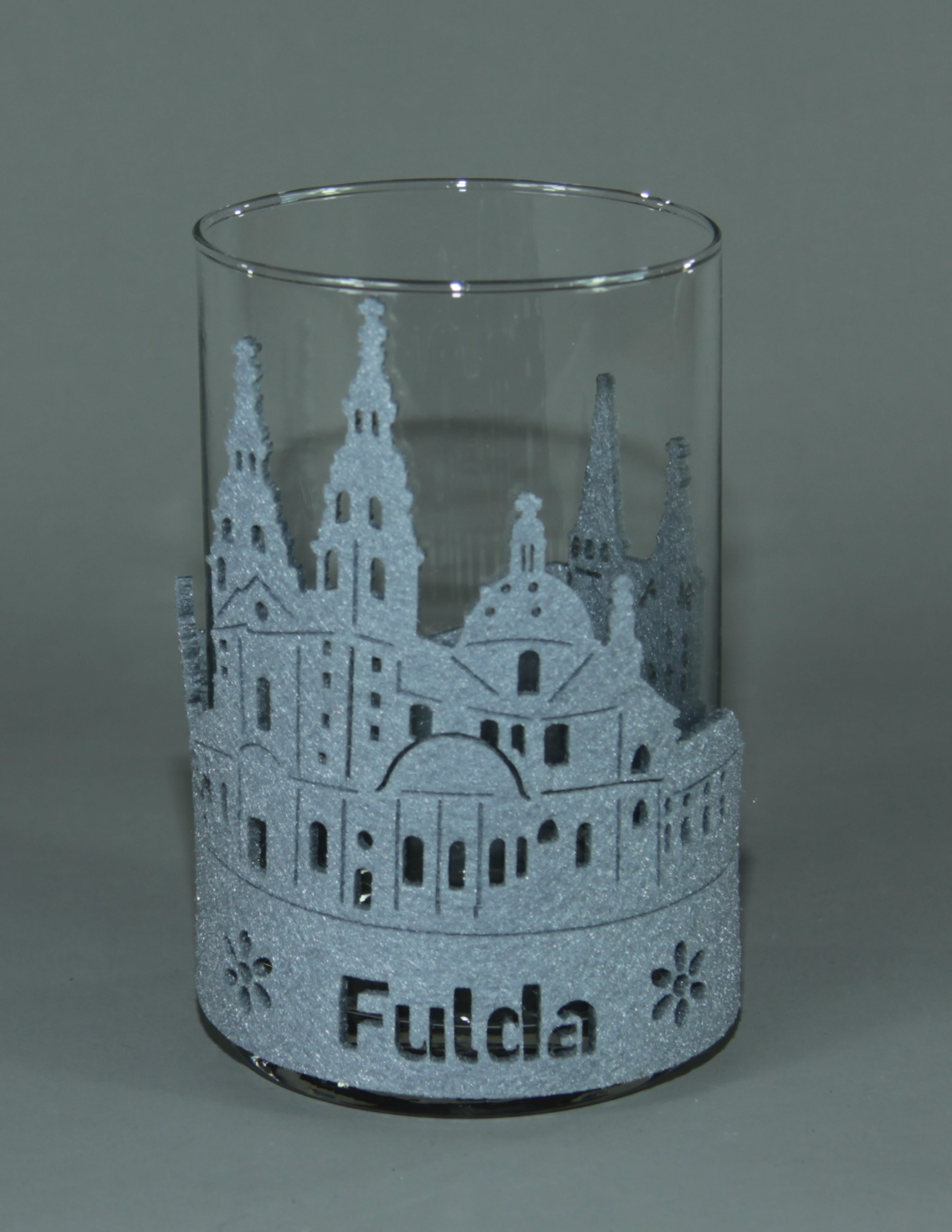 Windlicht Dom mit hellgrauem Filz