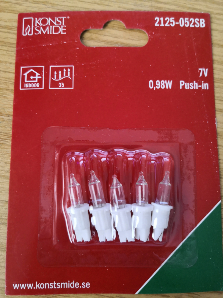 5 Ersatzkerzen weiss für 35er Lichterkette 7V, 0,98Watt
