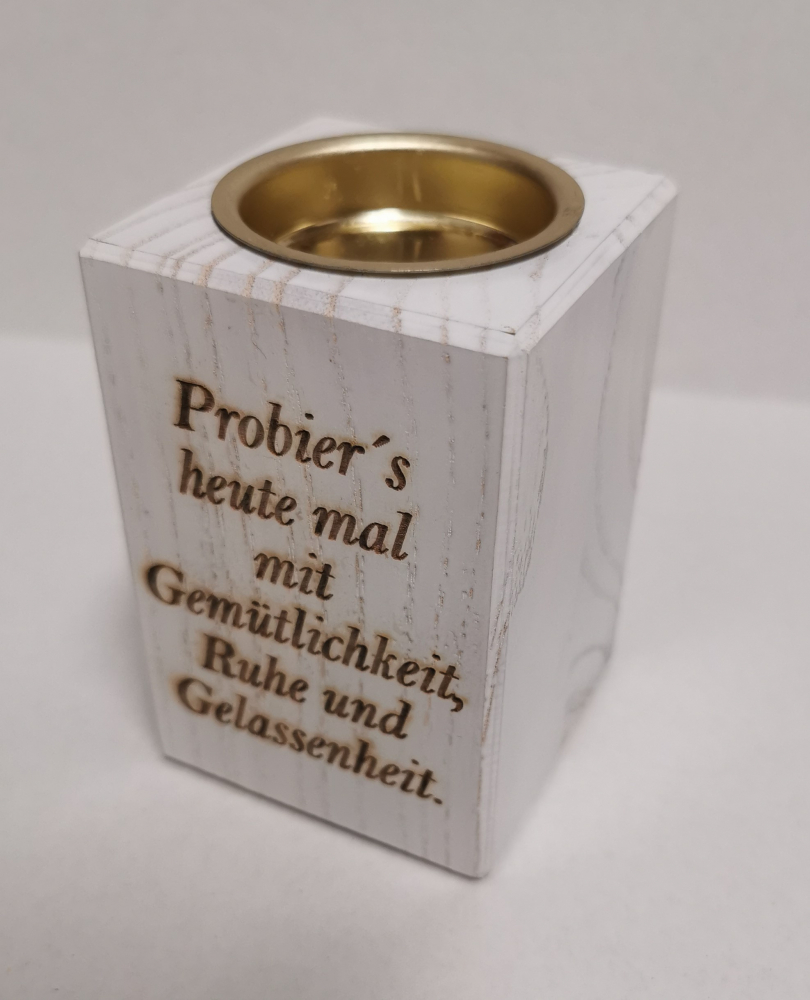 Dekorativer Kerzenständer weiss mit diversen Texten...