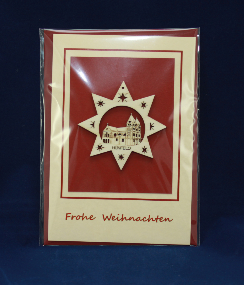 (Geschenkkarte) "Frohe Weihnachten mit Motiv - Hünfelder Klosterkirche" .