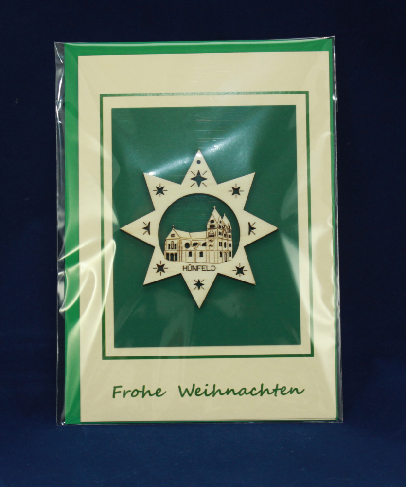 (Geschenkkarte) "Frohe Weihnachten mit Motiv - Hünfelder Klosterkirche" .