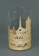 Deko Glas mit Holzumrandung Burgenblick Schlitz