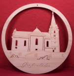 Fensterbild gelasert: "Kirche in Großenlüder" d= 217 x 4mm