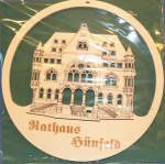 Fensterbild gelasert: "Rathaus Hünfeld" d= 215 x 4mm