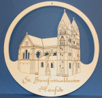 Fensterbild gelasert: "Klosterkirche Hünfeld" 215 x 4mm Pappel