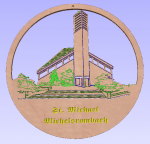 Fensterbild gelasert: "St. Michael" Michelsrombach d= 217 x 4mm